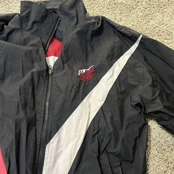 VINTAGE 80s USA Olympics Tracksuit Red Black Nylon WindbreakerJacket Mens Medium - Picture 8 of 9